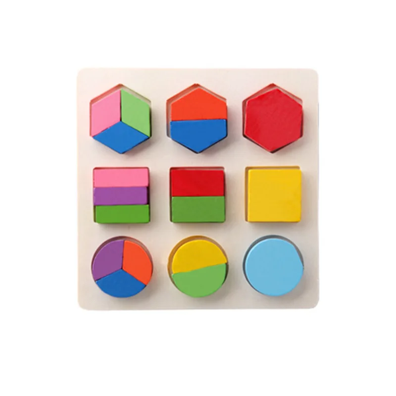 1 Set Baby 3D Wooden Puzzles Toy Learning Geometry Color Cognition Montessori Educational Kids Toys for Children Play Games Gift|wooden puzzle