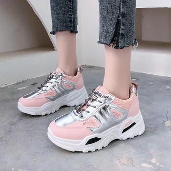 

2020 running Shoes Woman autumn Comfortable Breathable PU+Mesh Flats Female Platform Sneakers Women Outdoor Jogging E16-23