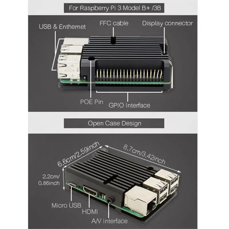 Алюминиевый сплав радиатор защитный чехол металлический охлаждающий Корпус для Raspberry Pi 3 Model B/B +/2B аксессуары