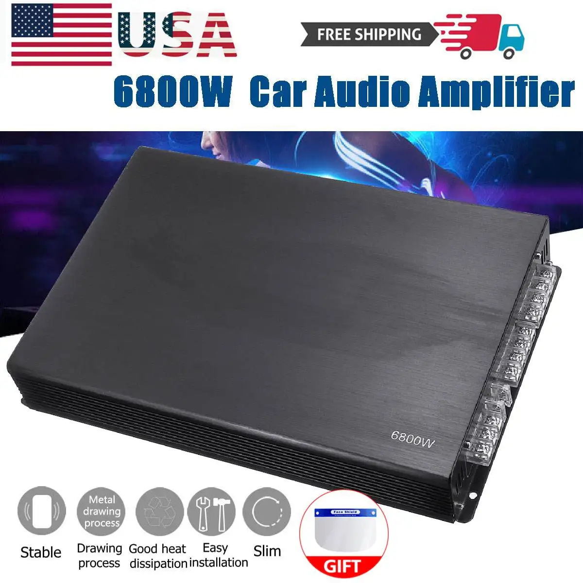 US $39.00 6800 Watt WD628 Car Audio Power Amplifier 4 Channel 12V Car Amplifer Car Audio Amplifier For Cars Home Amplifier Subwoofer 12V
