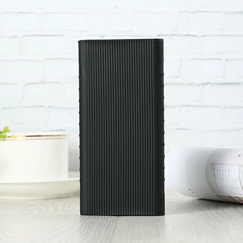 Защитный чехол для нового Xiaomi power Bank 2 10000 MAh двойной USB порт силиконовый чехол для телефона power макет банка PLM09ZM - Цвет: Черный