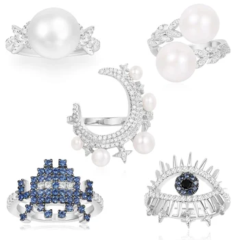

Kakany 2020 New Fashion Original 1:1 High-quality Sparkling Zircon Devil Devil Eye Pearl Ring With Iconic Female Holiday Gift