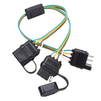 

Universal 4 Way Flat Y-Splitter Plug and Play Adapter Extension Harness for LED Tailgate Light Bar and Trailer Lights