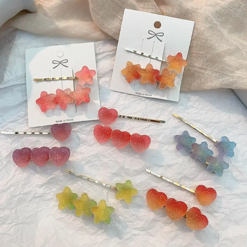 

Sugar Star Heart Soft Candy Pendant Mold Gummy Candy Hairpin Slilcone Resin Mold U4LE