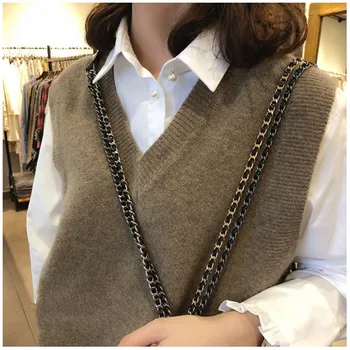 

zocept Spring Autumn Blend Cashmere Women Vest V-Neck Solid Loose Pullover Tops Knitted Casual Female Sleeveless Sweater Vest