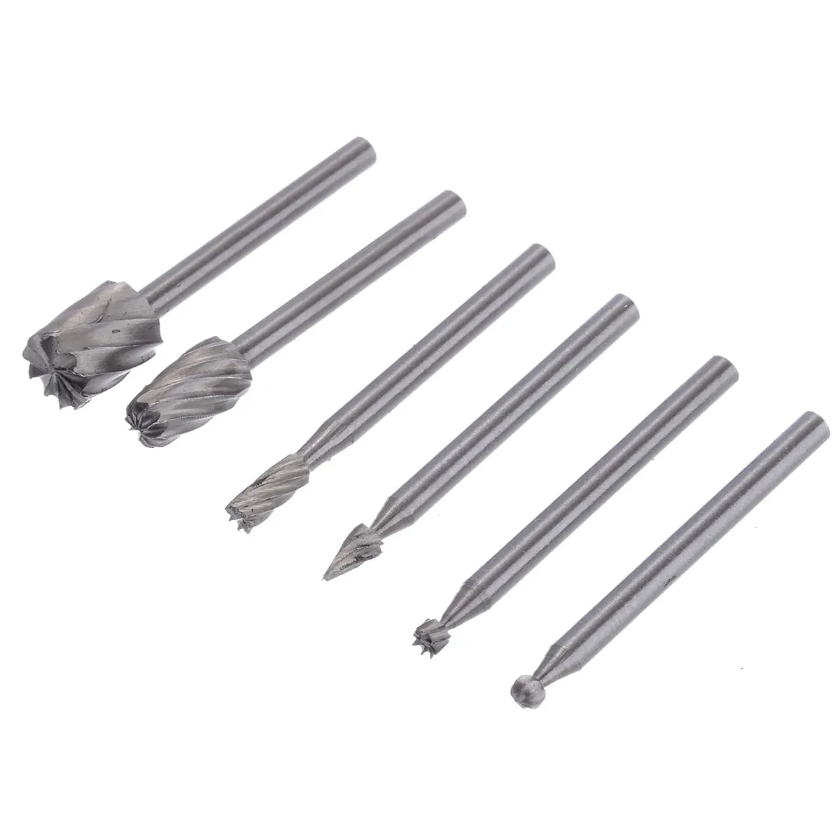 6pcs HSS Rotary Burrs Files Milling Cutter Router Bits Set Multifunctional Carving Milling Cutter Woodworking Tool