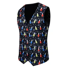 Безрукавка Мужская мода банкетный деловой Повседневный Рождественский Рисунок жилет топы жилет Топы И Футболки Мужская одежда Прямая