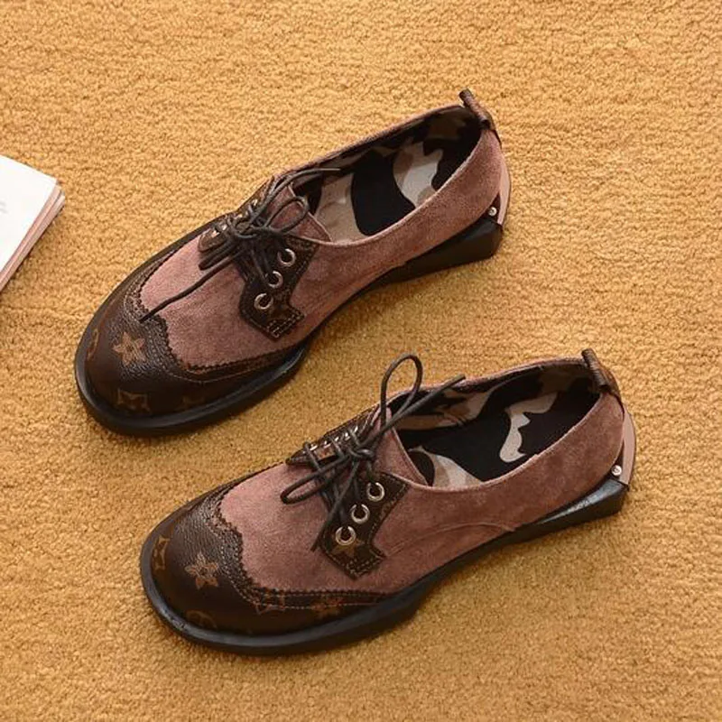 35-40) женские леопардовые туфли на шнуровке на толстой плоской платформе, обувь на шнуровке Повседневная обувь унисекс на весну и осень лоферы на плоской подошве, Tt-1918