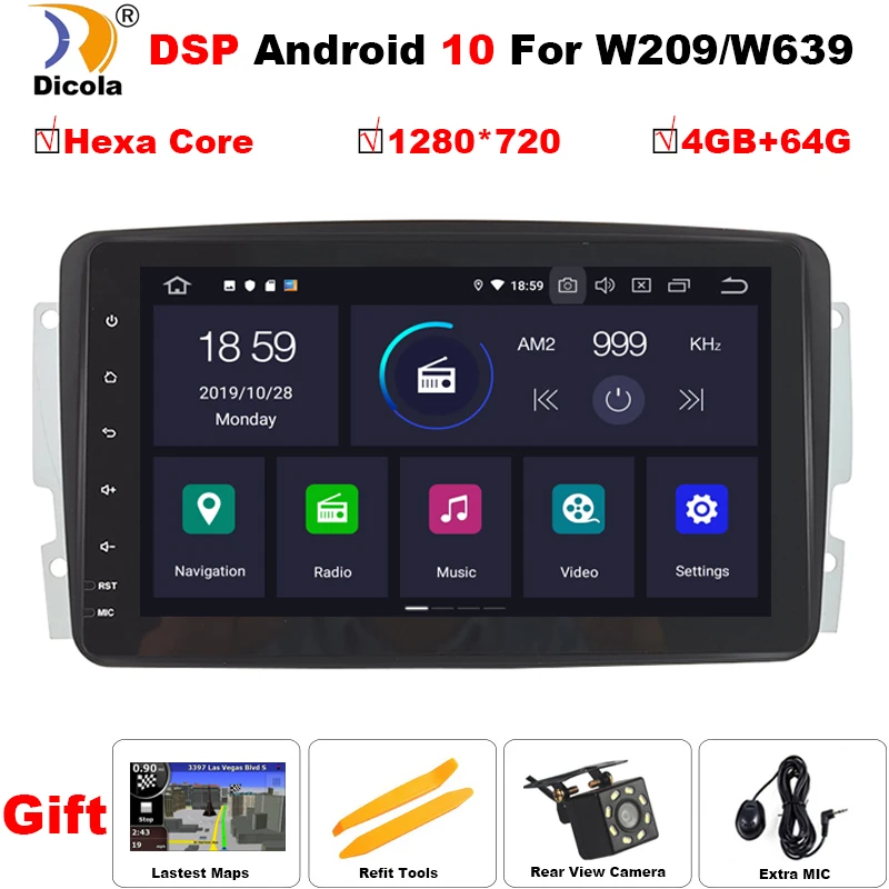 PX6 2 Din 8'' Android 10 DSP Car DVD For Mercedes Benz CLK W203 W208 W209 W210 W463 Vito Viano 2din auto radio stereo with dsp