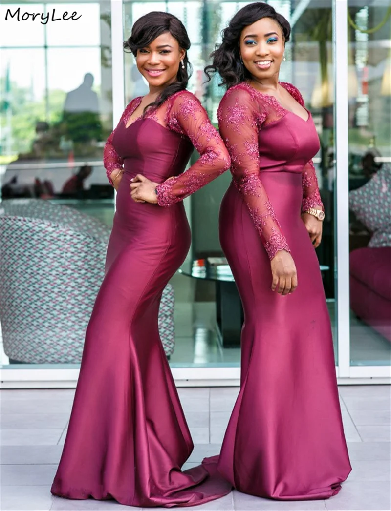 Purple Bridesmaid Dresses Lace Long 