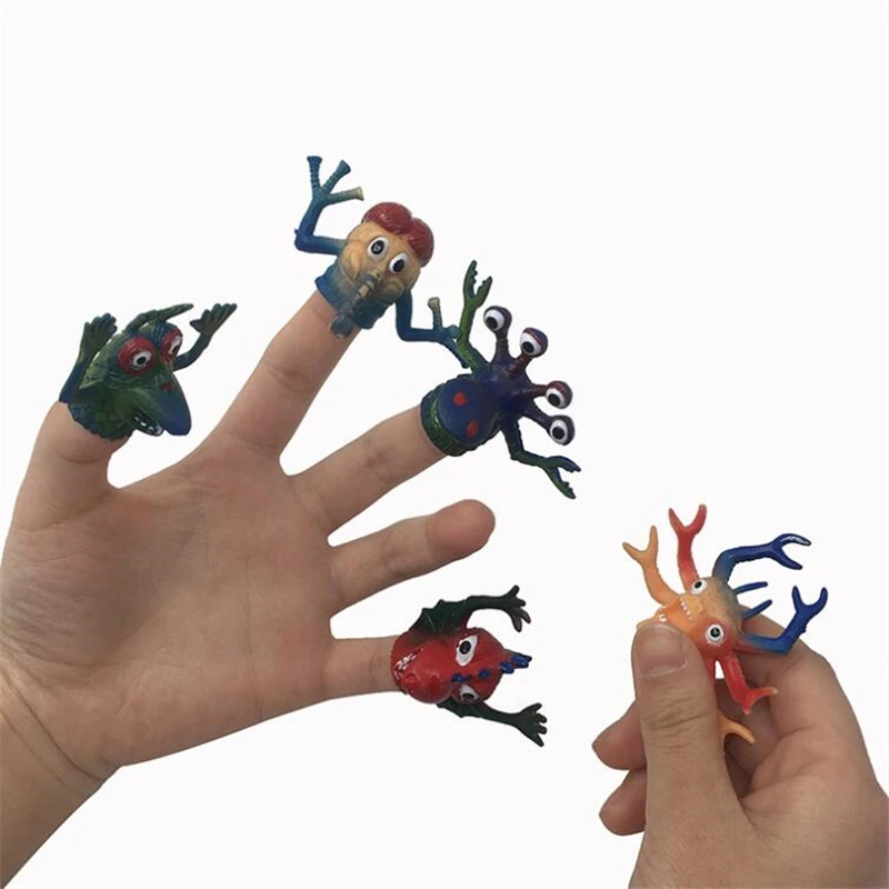 5pc Simulation Animal Finger Puppet Toy Funny Funny Monster Animal Toy Pinata Party Toy Children Story TPR Finger Toy Kids Gift
