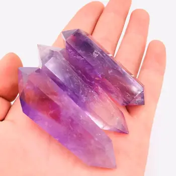 

1pc purple natural double point amethyst stone wand crystal quartz point 50mm -60mm on sale