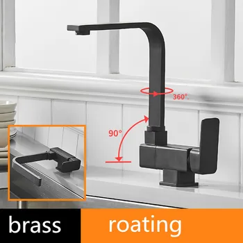 

Black Brass Kitchen Faucets Hot and Cold Water Faucet Under Window Creative Folding Basins Short Tap Rotatable faucet AIS281S