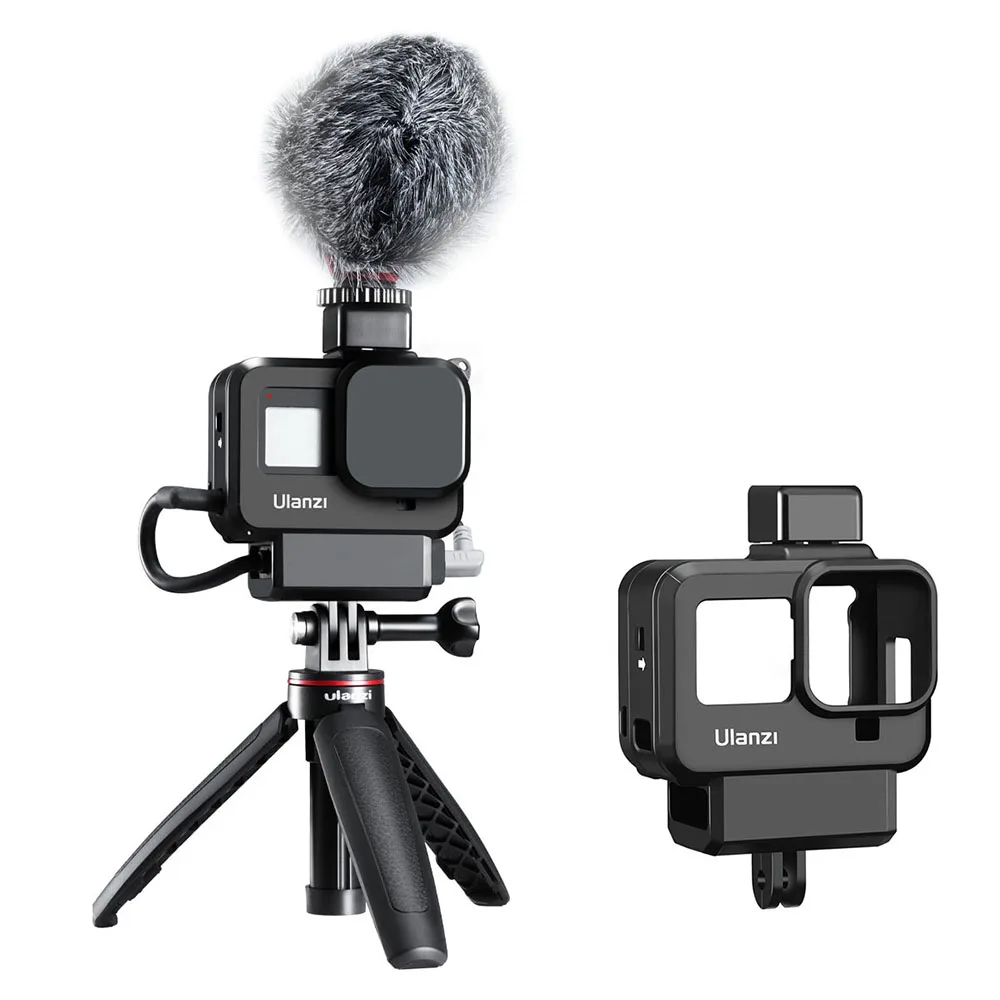 Ulanzi Plastic Case Cage for GoPro 8 Hero Black With Cold shoe Mic Adapter Fill Light Filter Vlog Accessories | Электроника