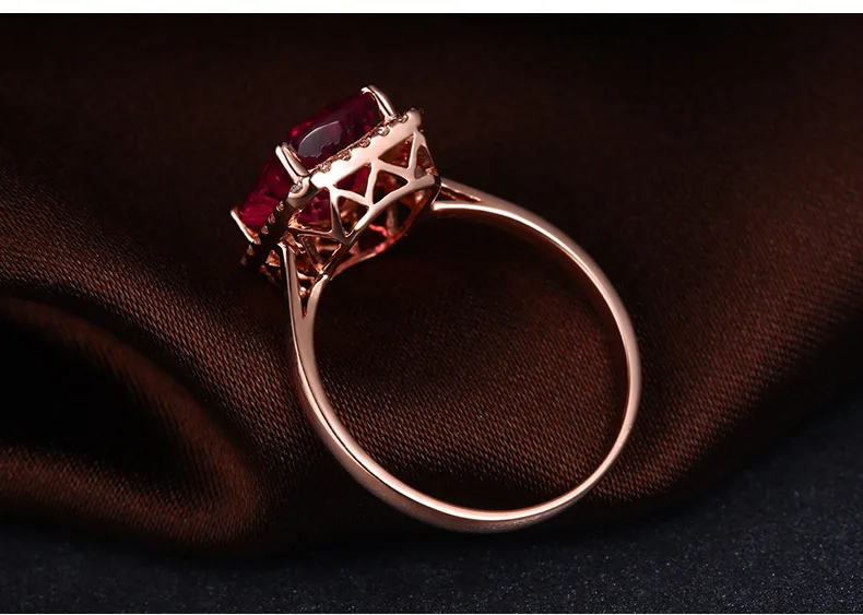 MAQ натуральное красное турмалиновое 18K чистое золото Новинка Топ Кольцо женское кольцо в форме сердца для женщин Настоящее ювелирное изделие