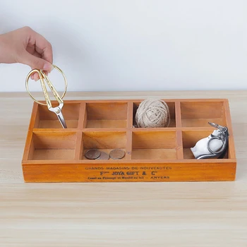 

Wooden Storage Box Cosmetic Make Up Table Sundries Container Household Storage Collectibles Wooden Jewelry Holder Retro Style