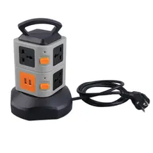 PC + ABS zabezpieczenie przed przeciążeniem 7 gniazd 2 porty USB 2-warstwowe gniazdo ue listwa zasilająca przeciwprzepięciowa 2500W(China)