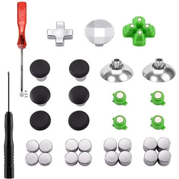 

for PS4 Swap Thumbsticks All Mod Metal Button Replacement Parts Fits for PS4 /PS4 Slim/PS4 Pro Controller(33 Pcs)