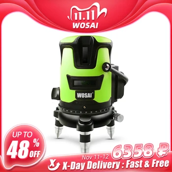 

WOSAI Blue Laser Level Automatic Self Leveling 360 Vertical&Horizontal Tilt & Outdoor Mode 5 Lines 6 Points Radius Alternating