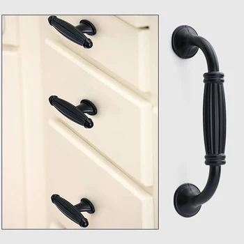 Zinc Alloy American style Kitchen Cupboard Black Cabinet Handle Drawer Door Knob Fashion Furniture Handle Hardware