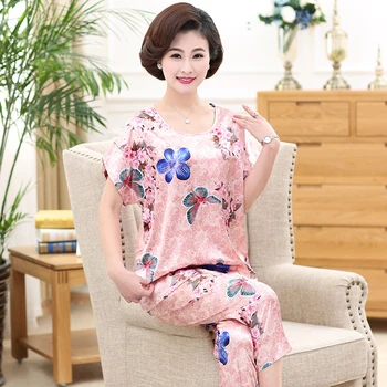 

Luxury Silk Comfortable Pajamas For Women Spring Summer Casual Pyjama Sets For Lady Mother's Gift Nice Home Suits