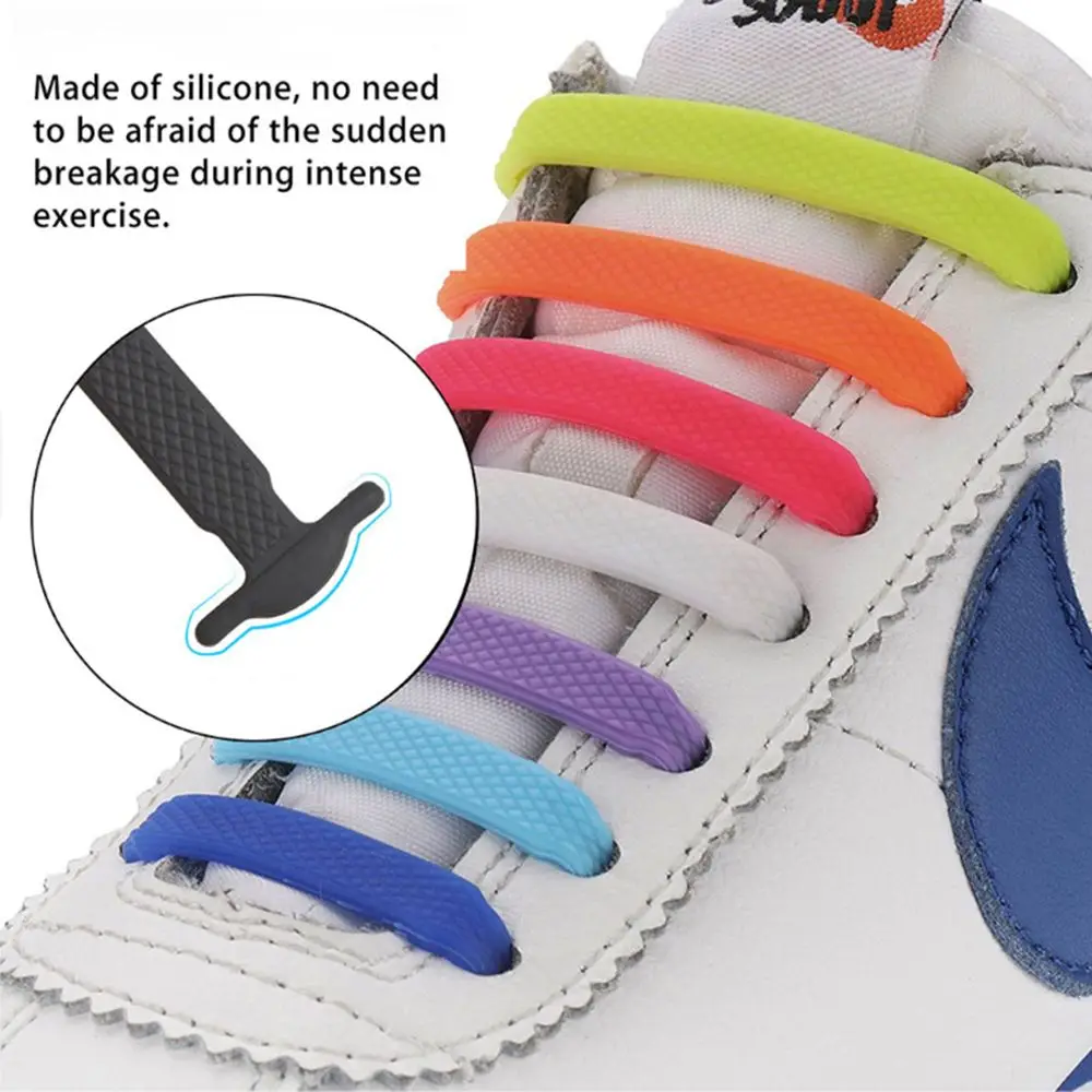 16 шт ленивые эластичные силиконовые шнурки без галстука беговые кроссовки шнурки для обуви мужские и женские шнурки резиновый шнурок