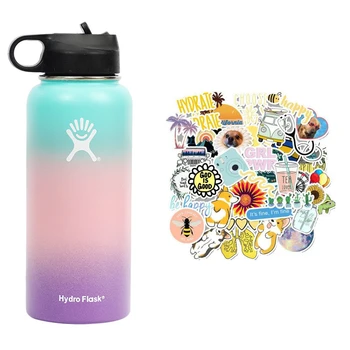 

Hydro Flask Water Bottle With 18oz 32oz Stickers Stainless Steel Outdoors Sports Wide Mouth Vacuum Insulated Tumbler Bottle