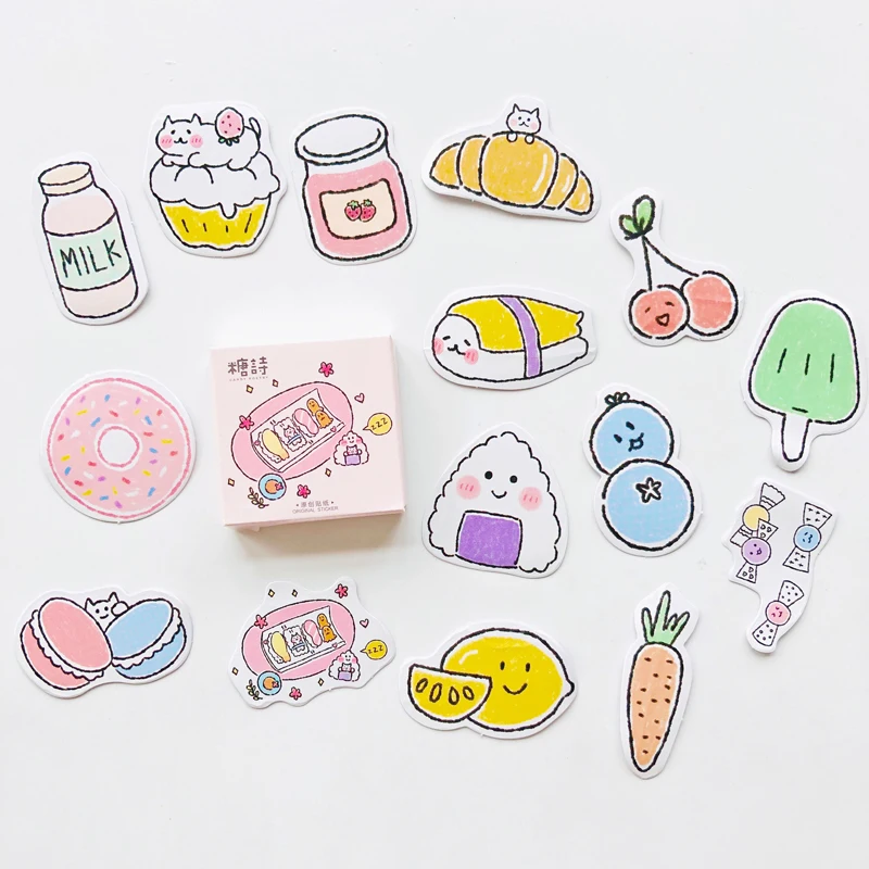 45 шт./кор. Счастливый маленький закусочный Хлеб Суши DIY декоративные наклейки этикетка-наклейка