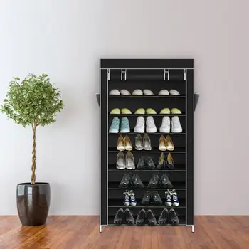 

10 Tiers Non-Woven Fabric Shoe Rack Shoes Storage Cabinet Dustproof Shoes Cover Home Organizer