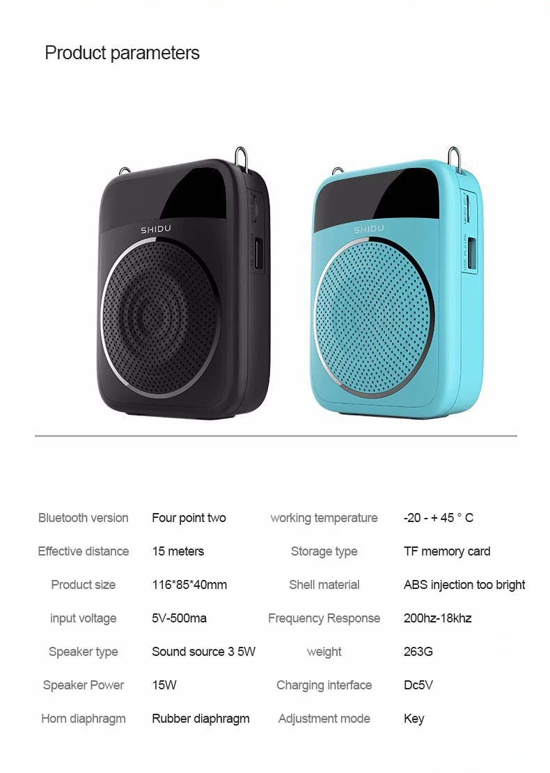 Bluetooth голосовой Усилитель 15 Вт портативный мини проводной микрофон музыкальный плеер USB телефон ПК для учителя гид Йога MP3 динамик