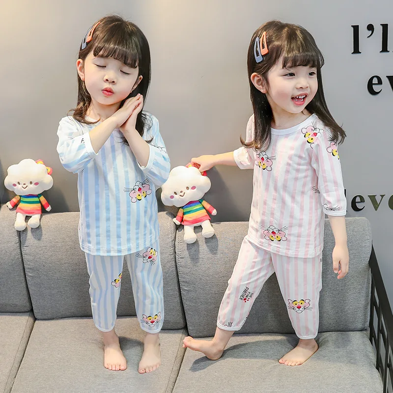 

Phuoc Meow Ins2019 Summer New Style CHILDREN'S Pajamas Korean-style Pure Cotton Cartoon Homewear Set