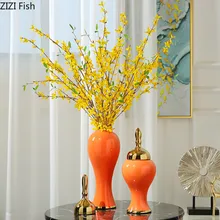 Креативная китайская Ретро керамическая ваза золотой апельсин цветок авторская ваза украшения гостиной цветочные композиции украшения для дома