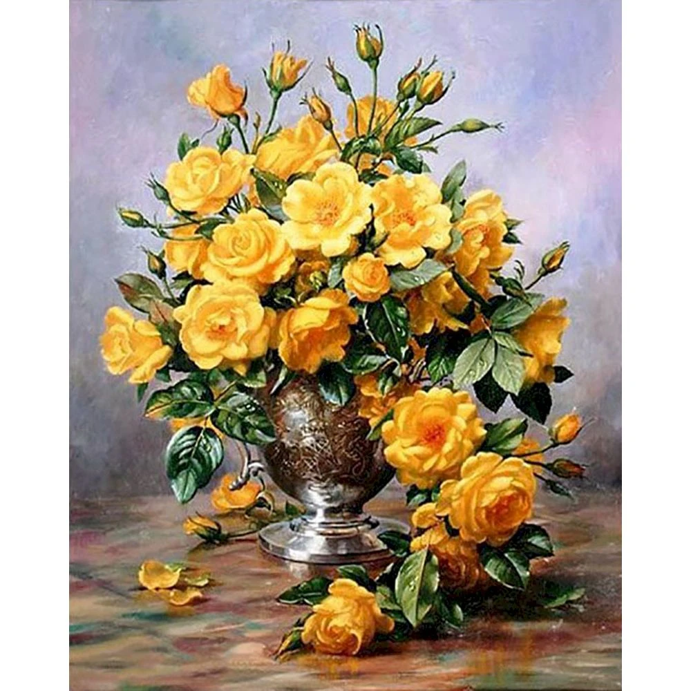 Cross Stitch Kit Cross Stitch Tools Flower In Vase Printed 11CT Cross Stitch DIY Embroidery Kit DMC Threads Handmade Knitting Needlework Handicraft Room
