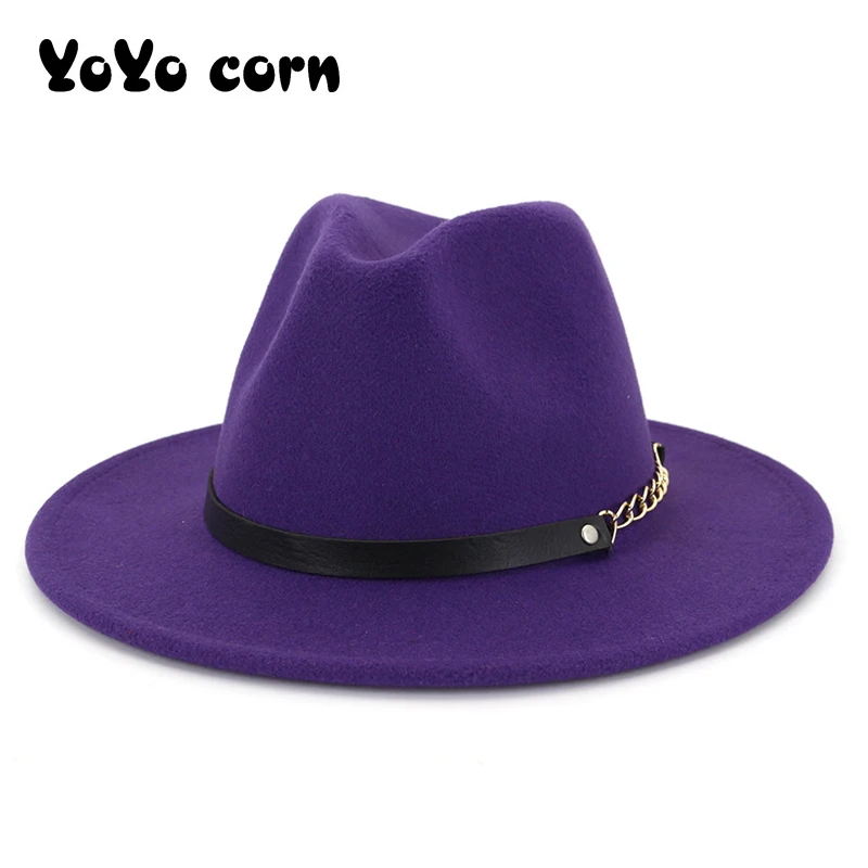 YOYOCORN с широкими полями джентльмен Элегантная Леди Зима Осень Джаз шапки для женщин мужчин Шерсть Винтаж Гангстер Трилби фетровая шляпа