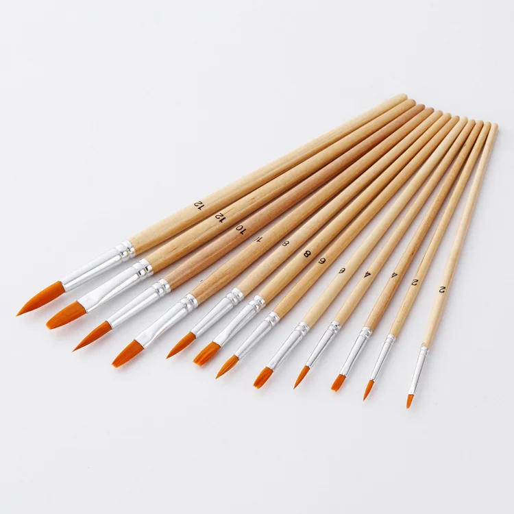 Кисти для рисования 12 шт./компл. нейлоновые искусственные волосы набор кистей