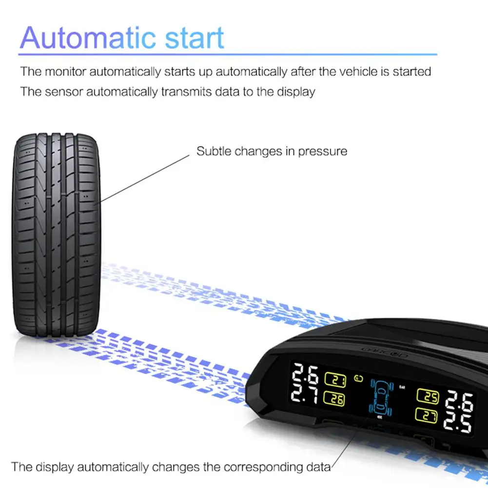 Kuulee T802 беспроводной TPMS датчик давления в шинах встроенный инструмент система мониторинга USB Солнечная энергия автомобильный монитор давления в шинах
