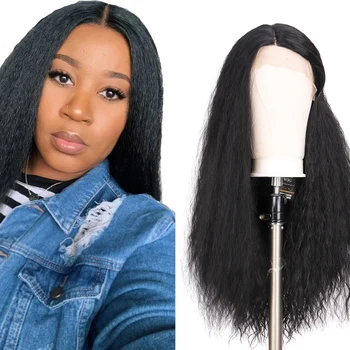 

synthetic long yaki straight LACE FRONT WIGS cosplay black women heat resistant ombre HAIR WIG 25 INCHES MUMUPI