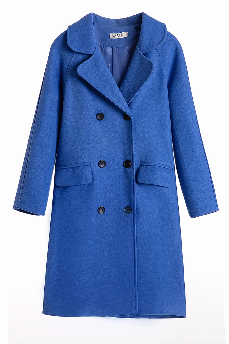 

2019New Women Blend Coat Autumn And Winter Turn-Down Collar Long Wool Female Jacket Coat Plus Size Female Coat Casual Windbreake