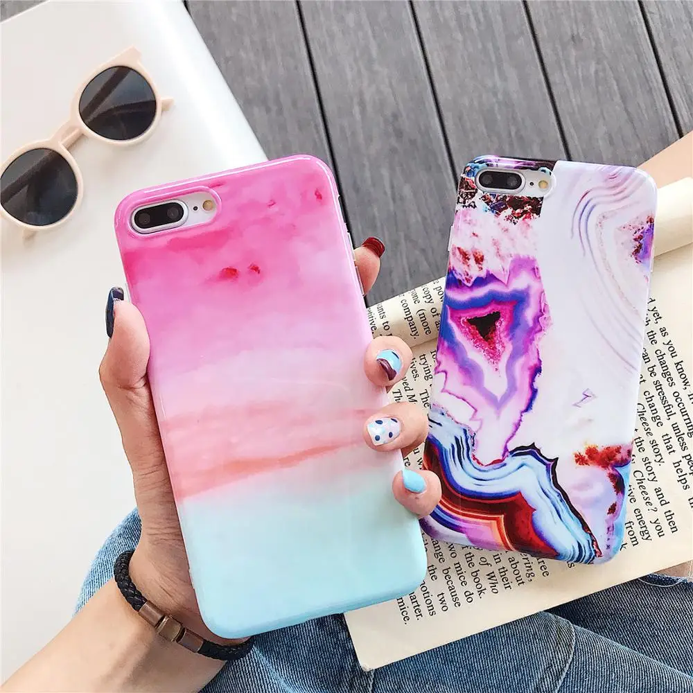 

Cute Colorful Neon Marble Phone Case For iphone X XS Max XR For iPhone 6 6S 7 8 Plus Back Cover Fashion Soft Cases Print Capa