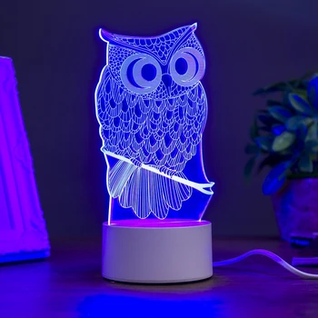 

Lamp "Owl" LED RGB from the network 10.5x13x20.5 cm