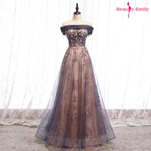 Beauty-Emily Вечерние платья на одно плечо с цветочной аппликацией; кружевные вечерние платья из тюля; платье принцессы с блестками и кружевом на спине
