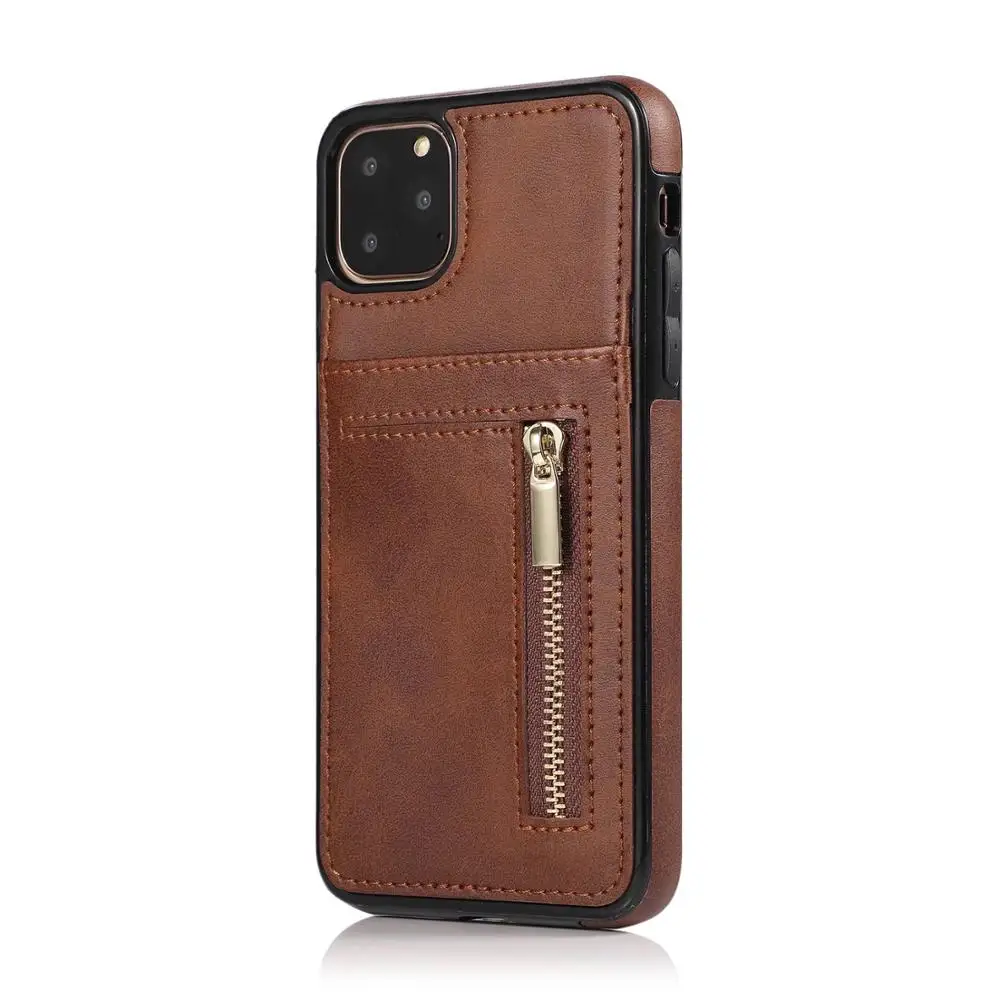 Stylish zipper card for iPhone 11 11Pro 11Promax mobile wallet full protection multi-card design for iPhone 7 8plus phone case