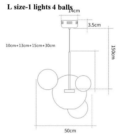 L size-4 balls Современная стеклянная люстра с Микки Маусом, люстра в стиле арт-деко, белый стеклянный шар, люстра для дома, медная металлическая подвесная люстра - Lampshade Color: L size-4 balls