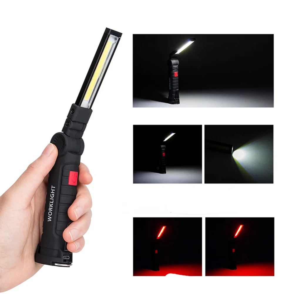 

USB Charging COB Folding Work Light Outdoor Rechargeable Emergency Light LED Magnetic Torch COB Flashlight with Hook High Qualit