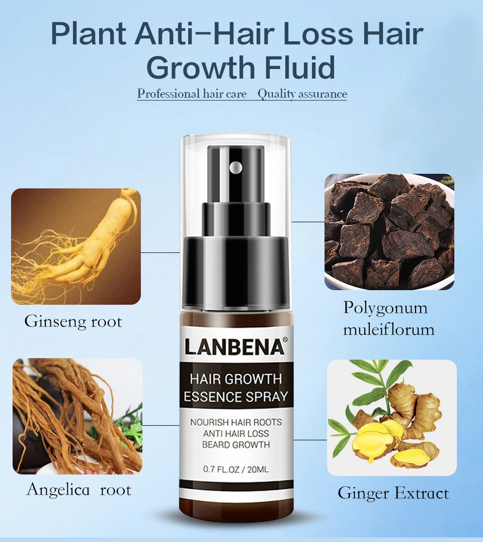 Fast Hair Growth Products Hair Spray Essence Oil Anti Hair Fall Loss Treatment Women& Men Grow Hair Alopecia Baldness 20ml