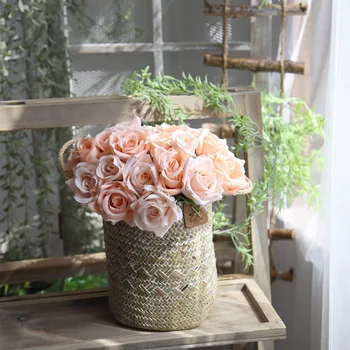 Artificial Simulation Rose Bouquet Fake Flower Artificial Flower Room Office Decoration Supplies For Wedding Festival Party