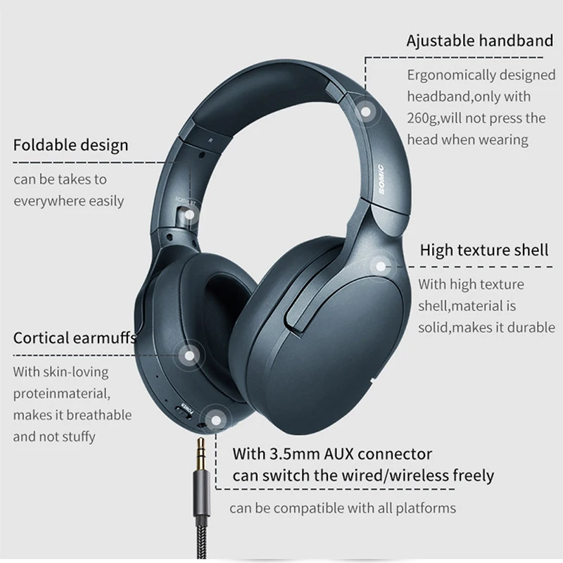 SOMiC SC2000BT bluetooth Игровые наушники USB/3 5 мм HIFI 0 гарнитура складная стерео бас с