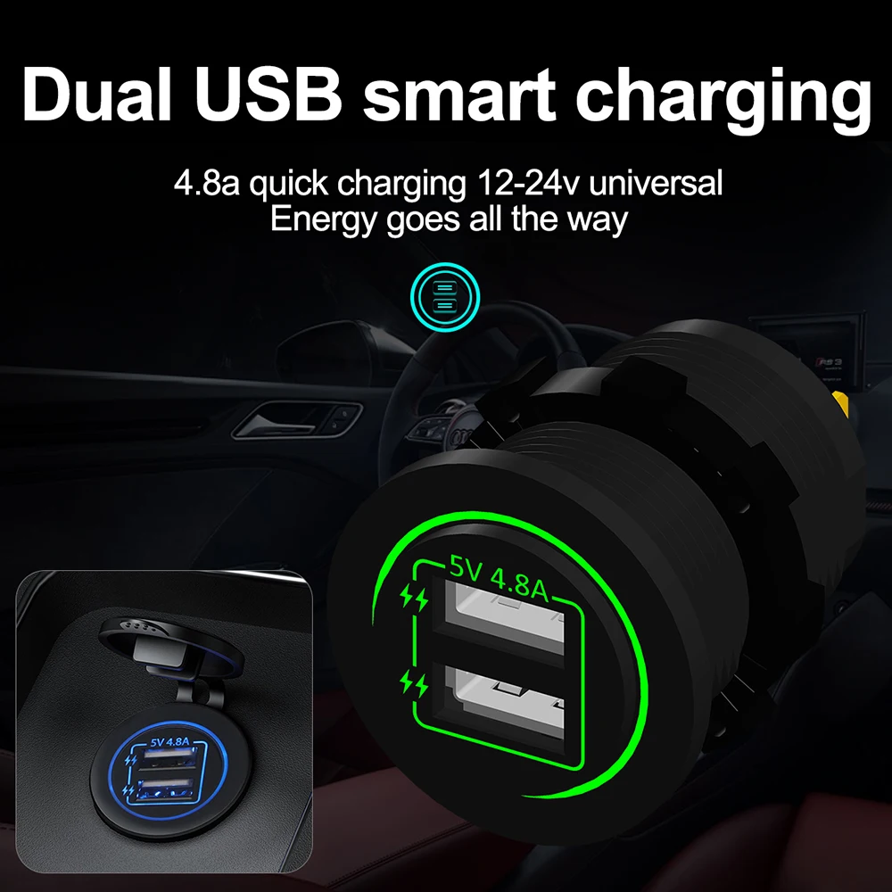 4.8A/5V Авто Зарядное устройство Напряжение Разветвитель Прикуривателя Dual USB Автомобильное зарядное устройство Зарядное устройство разъем зарядки адаптер 12 V-24 V авто аксессуары