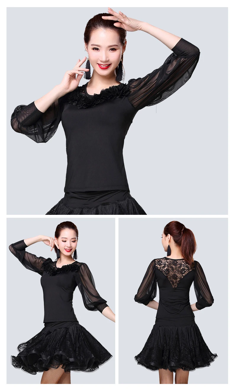 Ballroom Dance Shirts Adults Standard Ballroom Dancing Top Ladies Flamenco Spanish Clothing Women Waltz Practice Wear DNV11937