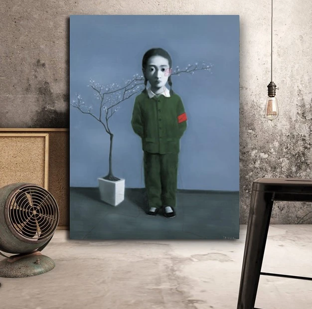 現代的なアート手描きのキャンバス油絵の具有名な画家xiaogang Oversea中国の子供時代 絵画 書道 Aliexpress